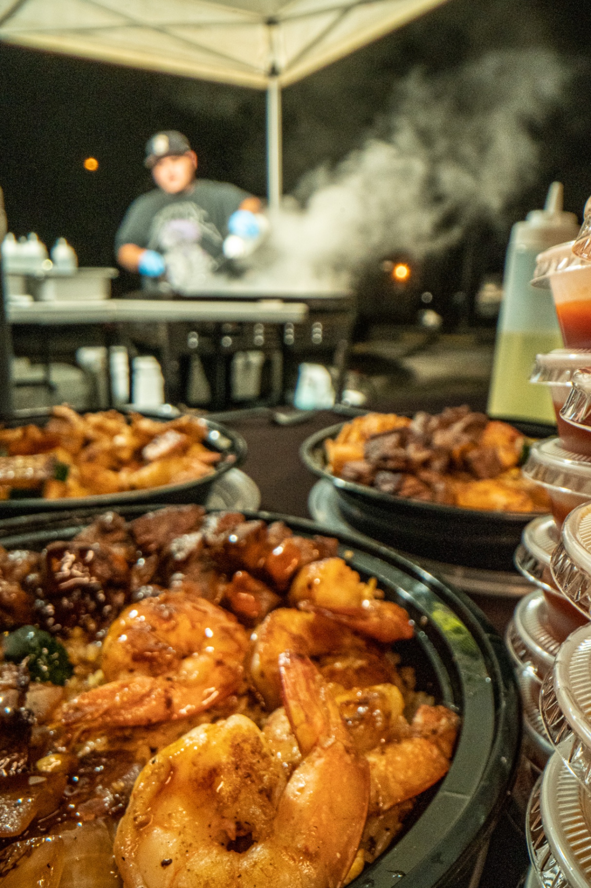 H-Town Hibachi grill in action